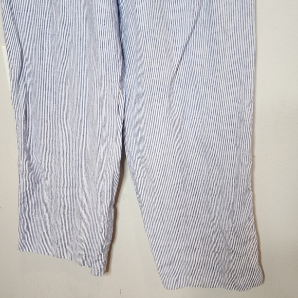Pure Navy Linen Wideleg Blue white stripe pants. Women size Large. - Picture 11 of 16
